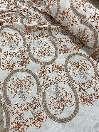 TECIDO CAMBRAIA DE ALGODÃO BORDADA