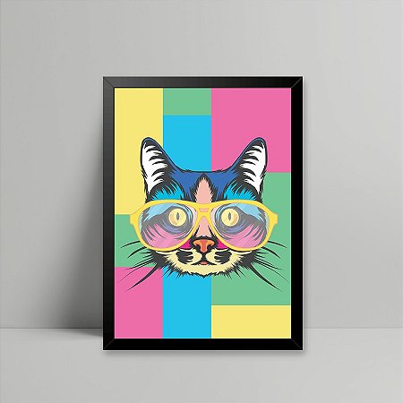 Quadro Gato Colorido