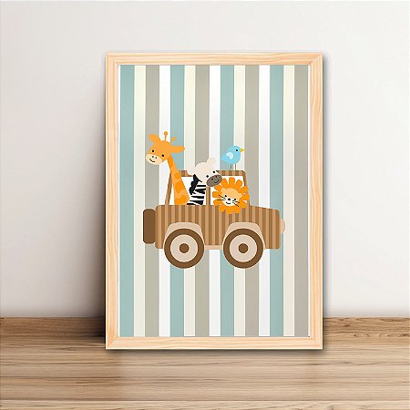 Quadro Decorativo Carro com Animais