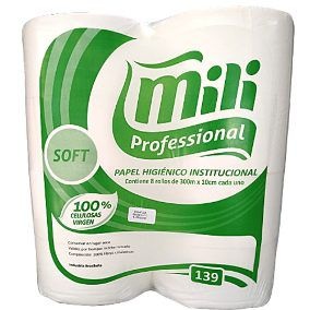 Papel Higiênico Branco Soft 8 Rolos 300x10 Mili Professional 139