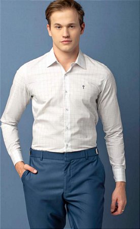 1385.00 CAMISA XADREZ SLIM FIT MANGA LONGA INDICCATTO BRANCA - Lider  Premium Moda Masculina - Invista em elegância e bom gosto.