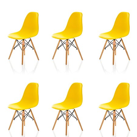 Conjunto 6 Cadeiras Charles Eames Eiffel DSW - Amarela - BRS