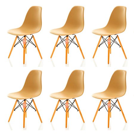 Conjunto 6 Cadeiras Charles Eames Eiffel DSW - Mocha - BRS