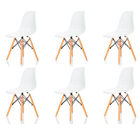 Conjunto 6 Cadeiras Charles Eames Eiffel DSW - Branca - BRS