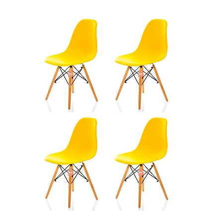 Conjunto 4 Cadeiras Charles Eames Eiffel DSW - Amarela - BRS