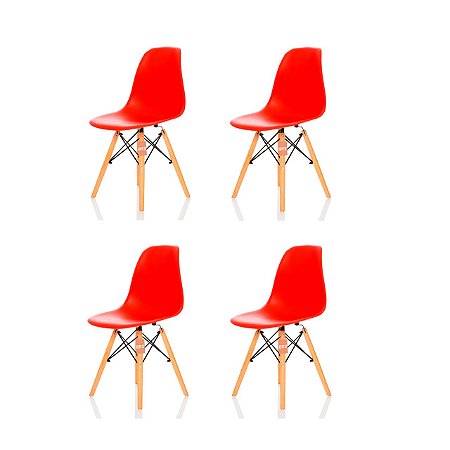 Conjunto 4 Cadeiras Charles Eames Eiffel DSW - Vermelho - BRS