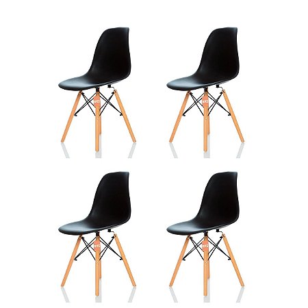 Conjunto 4 Cadeiras Charles Eames Eiffel DSW - Preta - BRS