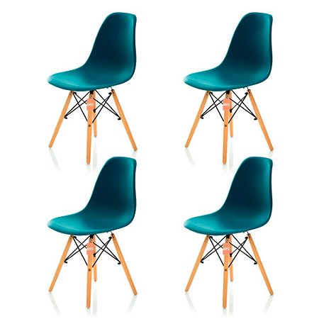 Conjunto 4 Cadeiras Charles Eames Eiffel DSW - Azul Escuro - BRS