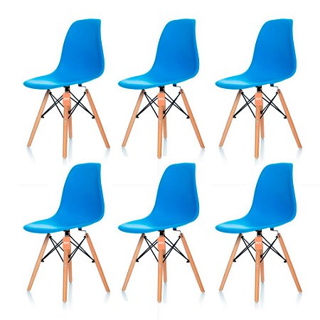 Conjunto 6 Cadeiras Charles Eames Eiffel DSW - Azul - BRS