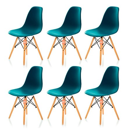 Conjunto 6 Cadeiras Charles Eames Eiffel DSW - Azul Escuro - BRS