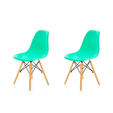 Conjunto 2 Cadeiras Charles Eames Eiffel DSW - Verde Tiffany - BRS