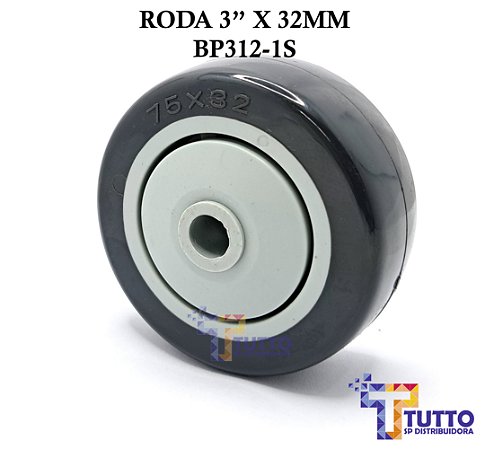 RODA TERMOPLÁSTICA 3"X32MM C/ ROLAMENTO DE ESFERAS - BP312S / R 312 BPE / 312 Cinza BPE