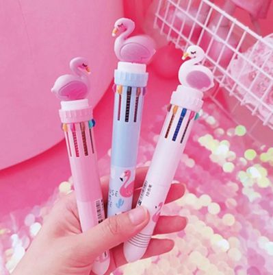 CANETA 10 CORES FLAMINGO