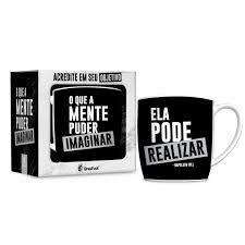 CANECA PORCELANA URBAN 360ML - O QUE A MENTE IMAGINAR