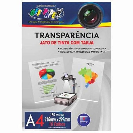 PAPEL TRANSPARÊNCIA JATO DE TINTA COM TARJA 150G- UN