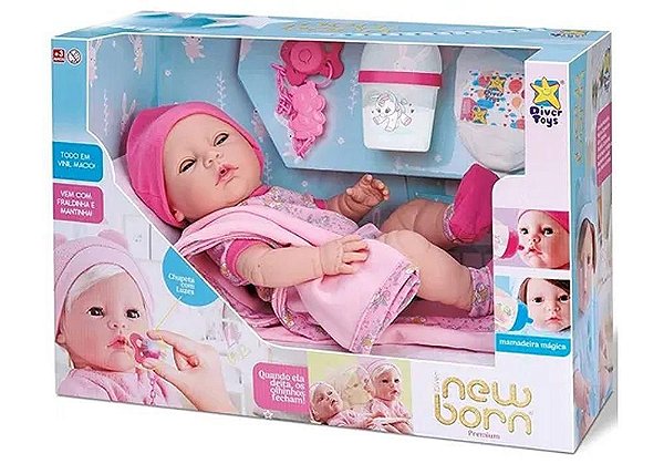 BONECA DIVER NEW BORN MENINA S/CABELO