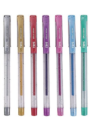 CANETA GEL GLITER DOURADA TRIS