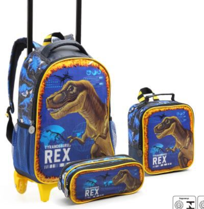 MOCHILA C/RODA MR40156 TYRANOSSAURO REX+LANCHEIRA+ESTOJO