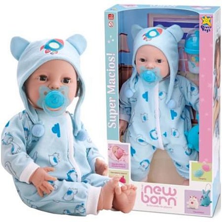 BONECO NEW BORN BRINCANDO DE PIJAMA MENINO 8192
