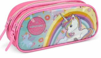 ESTOJO COM 2 ZÍPER UNICÓRNIO E PANDA EI37704