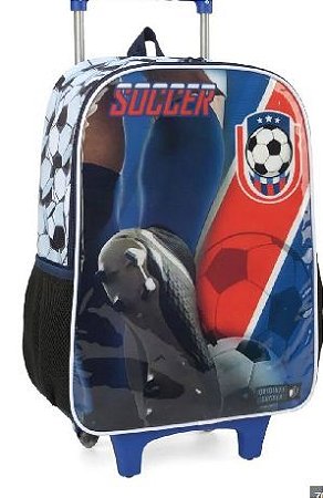 MOCHILA SOCCER C/ RODINHA AZUL IC37632 AZ+LANCHEIRA+ ESTOJO