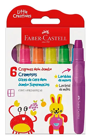 GIZ DE CERA NEON CREMOSO FABER 6 CORES