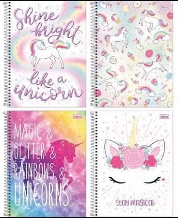 CADERNO UNICORNIO BLINK 1X1