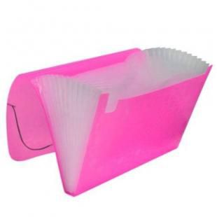 PASTA SANFONADA C/ 12 DIVISÓRIAS ROSA NEON