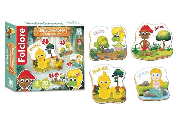 QUEBRA-CABEÇA NIG BRINQUEDOS FOLCLORE 30 PEÇAS EM MADEIRA