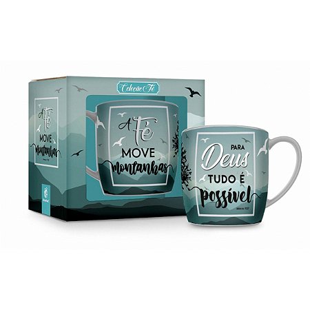 CANECA PORCELANA 360ML FÉ MOVE