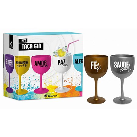 CONJUNTO TAÇA GIN C/2 FÉ E SAÚDE
