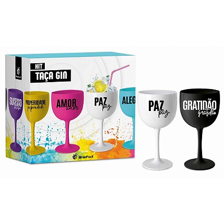 CONJUNTO TAÇA GIN C/2 PAZ E GRATIDÃO