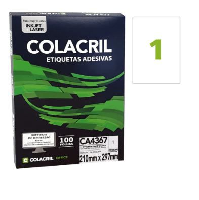 ETIQUETA INTEIRA 4367 COLACRIL CAIXA C/100