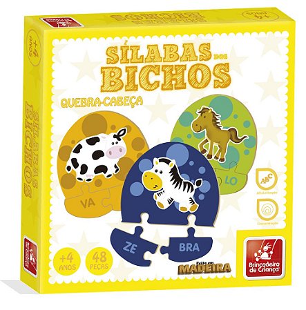 JOGO SÍLABAS DOS BICHOS 48 PEÇAS