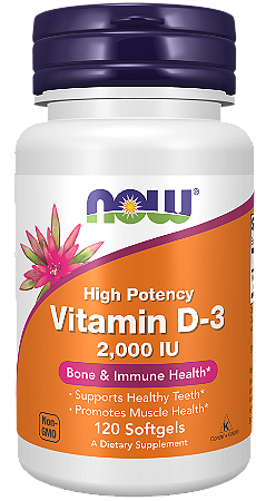 VITAMINA D3 2000 UI 120 CÁPSULAS NOW FOODS