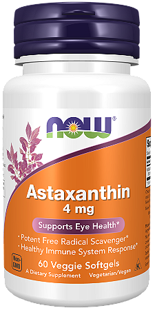 ASTAXANTINA 4MG 60 CÁPSULAS NOW FOODS