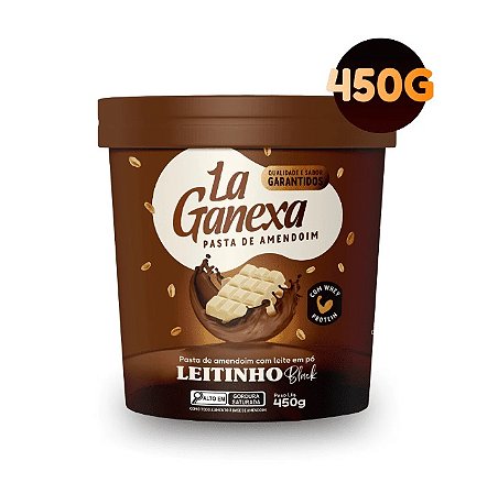 PASTA DE AMENDOIM LEITINHO BLACK COM WHEY PROTEIN 450G - LA GANEXA