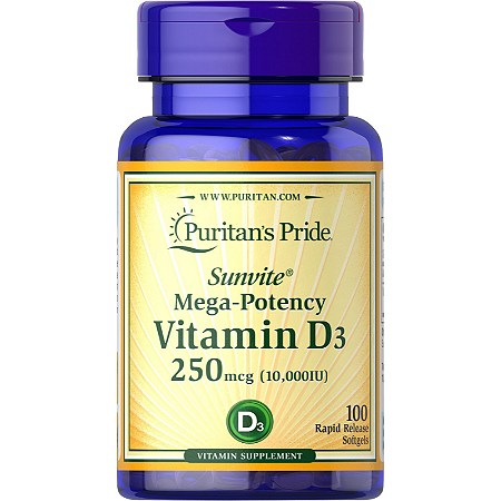 VITAMINA D3 10.000UI 100 CÁPSULAS PURITANS PRIDE