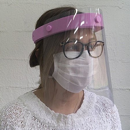 Máscara Protetora Anti Respingo Face Shield - Kit com 10 Peças Cor Rosa - Branco ou Azul