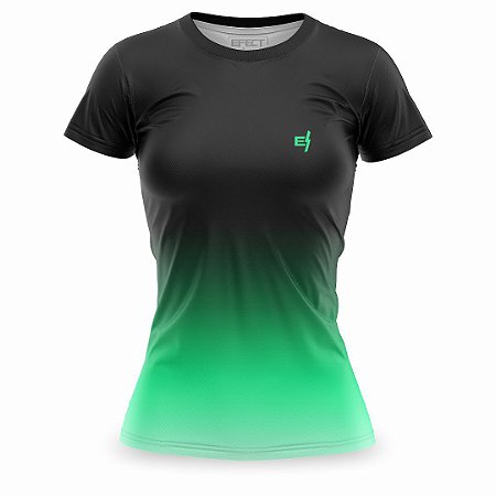 Camiseta Feminina Fitness Preto e Verde - EFECT