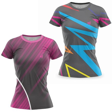 Kit 2 Camisetas Fitness Feminina - Ray e Sky