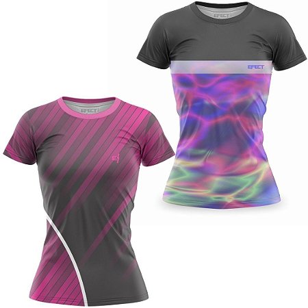 Kit 2 Camisetas Fitness Feminina - Flamber e Sky