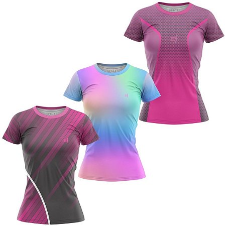 Kit 3 Camisetas Fitness Feminina - Sky - Tie Dye - Joy