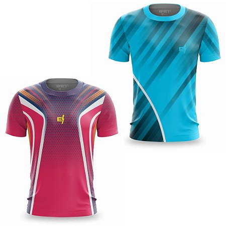 Kit 2 Camisetas Fitness Masculina - Barça e Sky Blue