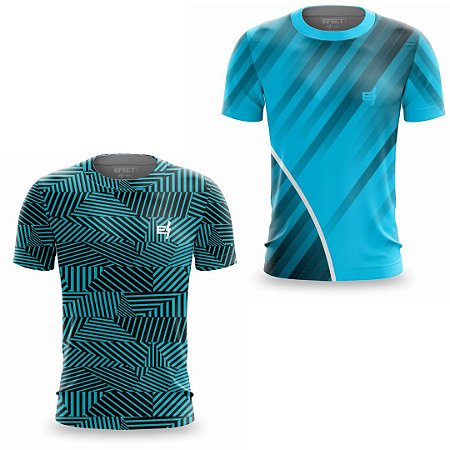 Kit 2 Camisetas Fitness Masculina - Risc e Sky Blue