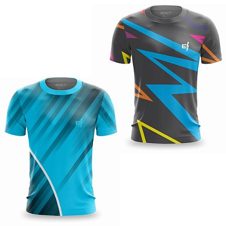 Kit 2 Camisetas Fitness Masculina - Sky Blue e Ray