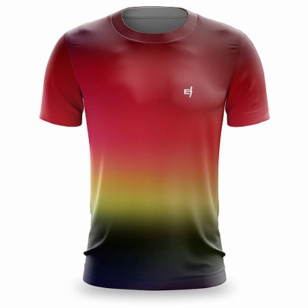 Camiseta Fitness Masculina Vermelho Amarelo