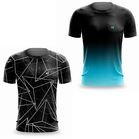 Kit 2 Camisetas Fitness Masculina - Storm e Preto Azul
