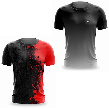 Kit 2 Camisetas Fitness Masculina - INK e Black