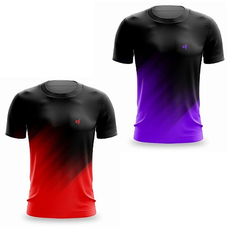 Kit 2 Camisetas Fitness Masculina - Purple e RED
